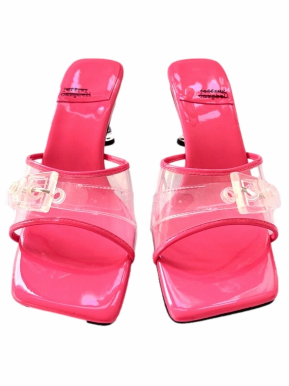 Jeffrey Campbell Sundazed Pink Size 8 Mules Vinyl Heels Lucite FP Womenโs